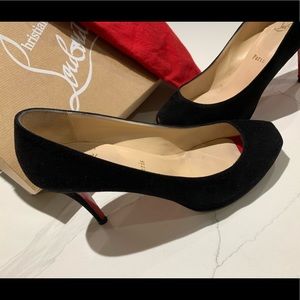 Christian Louboutin Open Clic 90 Suede Calf Toe size 7.5 (37.5)